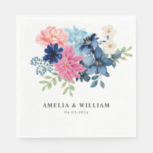 Something blue before i do Floral wedding Napkin