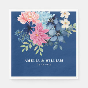 Something blue before i do Floral wedding Napkin