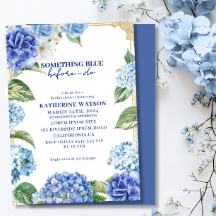 Something blue before i do hydrangea bridal shower invitation