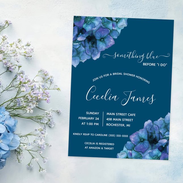 Something Blue Before I Do Hydrangea Bridal Shower Invitation (Creator Uploaded)