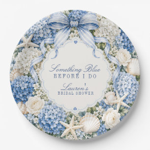 Something Blue Before I Do Hydrangea Bridal Shower Paper Plate