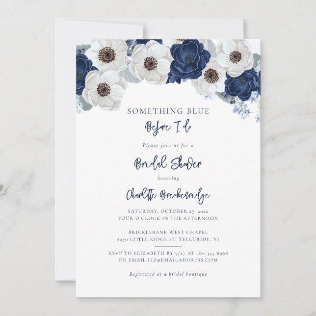 Something Blue Before I Do Modern Bridal Shower Invitation (Front)