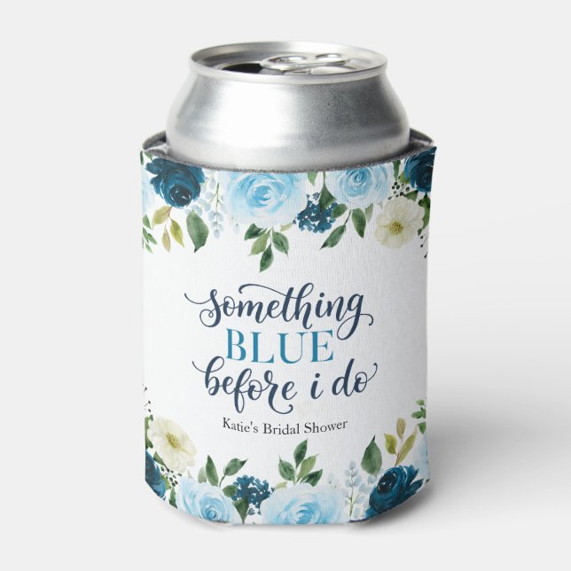 Something Blue Before I Do Navy Floral Can Cooler (Can Front)
