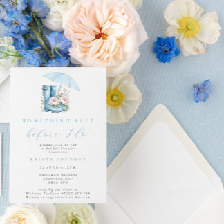 Something Blue Before I Do Rainboots Bridal Shower Invitation