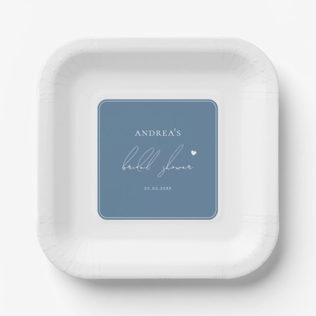Something Blue Before I Do Stylish Bridal Shower Paper Plate (Front)