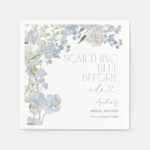 Something Blue Before I Do Watercolor Floral Napkin