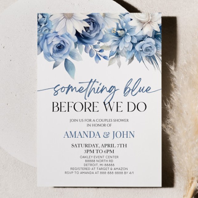 Something Blue Before We Do Floral Couples Shower Invitation (Creator Uploaded)