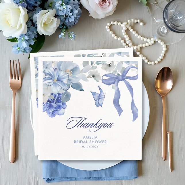 Something blue blue and white floral bridal shower napkin (Creator Uploaded)