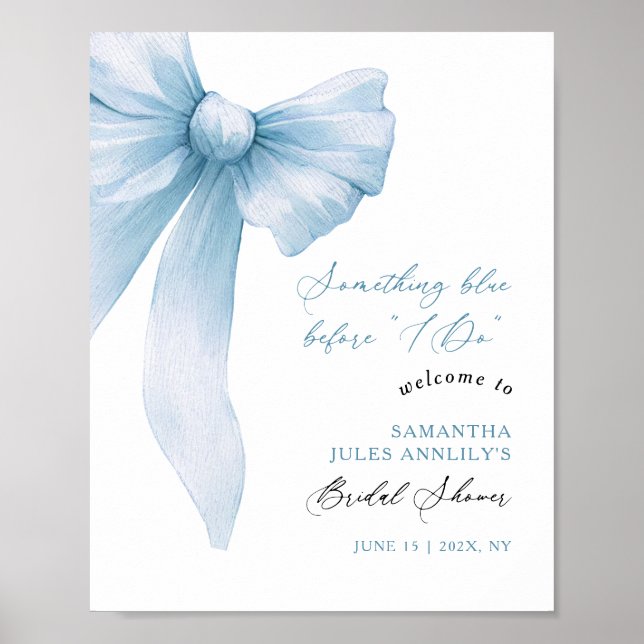 Something Blue Blue Bow Bridal Shower Welcome Sign (Front)