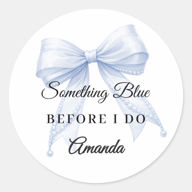 Something blue bow Bridal Showe Classic Round Sticker (Front)