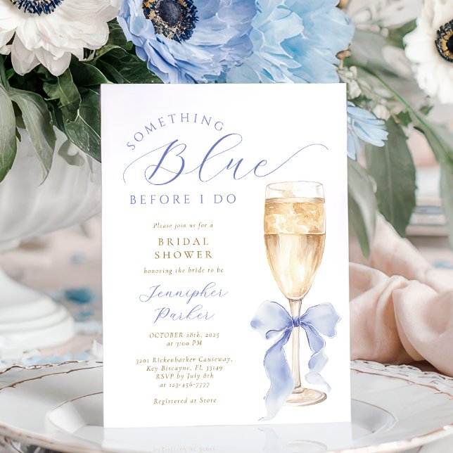 Something Blue Bow Bridal Shower Invitation (Creator Uploaded)