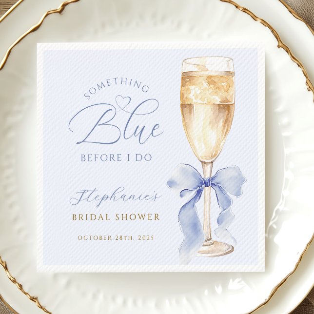 Something Blue Bow Bridal Shower Napkins (Creator Uploaded)
