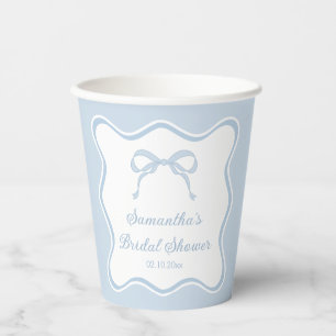 Something Blue Bow Bridal Shower Paper Cups