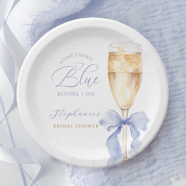 Something Blue Bow Bridal Shower Paper Plates (Creator Uploaded)
