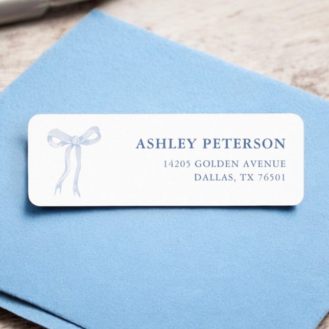 Something Blue Bow Bridal Shower Return Address (Creator Uploaded)