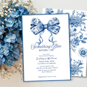Something blue bow chinoiserie bridal shower invitation