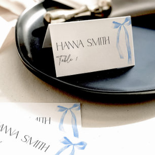 Something Blue Bow Coquette Name Seating Place Card