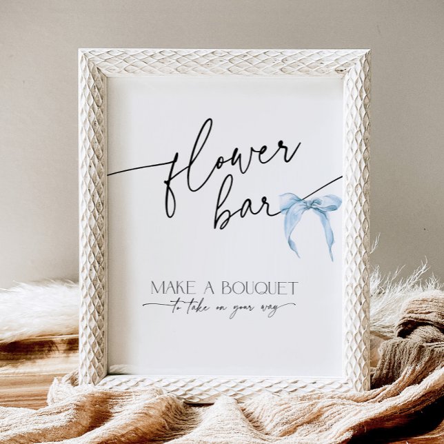 Something Blue Bow Flower Bar Bridal Shower Pedestal Sign (Creator Uploaded)