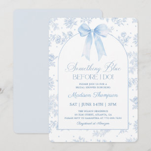 Something Blue Bow French Toile Bridal Shower Invitation