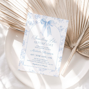 Something Blue Bow French Toile Bridal Shower Invitation