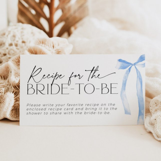 Something Blue Bow Recipe for Bride-to-Be Request  Enclosure Card (Creator Uploaded)