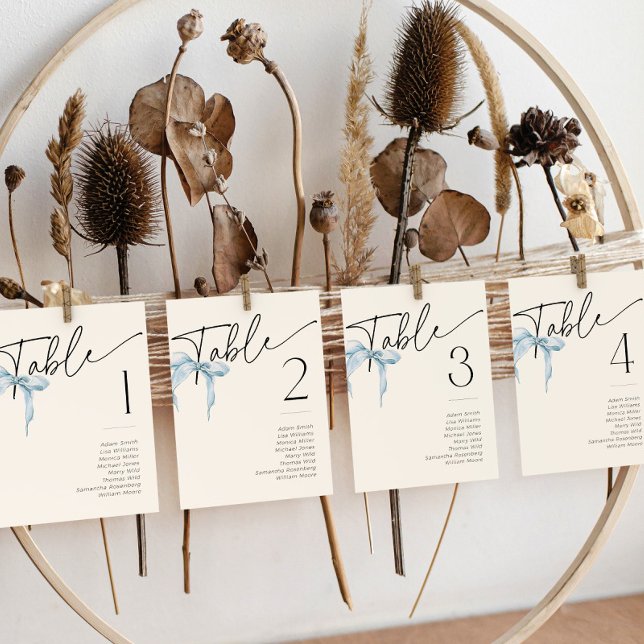 Something Blue Bow Tiying Knot Bridal Table Number (Creator Uploaded)