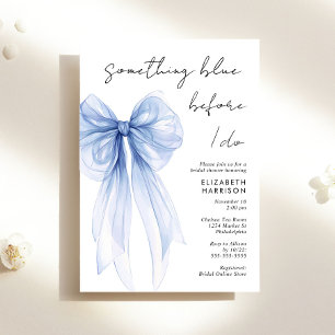 Something Blue Bow Watercolor Bridal Shower Invitation