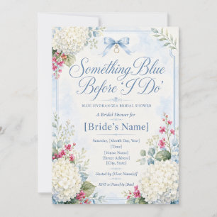 Something Blue Bridal Shower Blue Hydrangea Invitation
