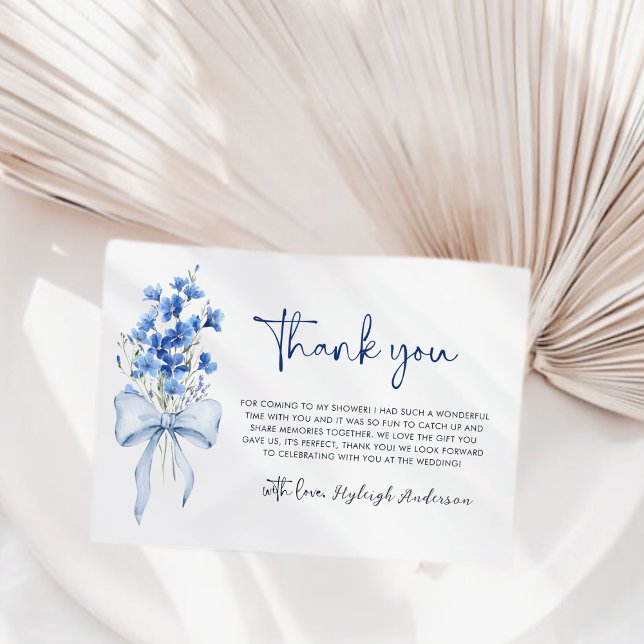Something Blue Bridal Shower | Blue Wildflower Thank You Card (Creator Uploaded)