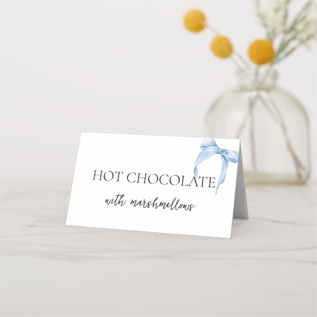 Something Blue Bridal Shower Dusty Bow Buffet Place Card (Front)