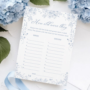 Something Blue Bridal Shower Guess Age Game Card