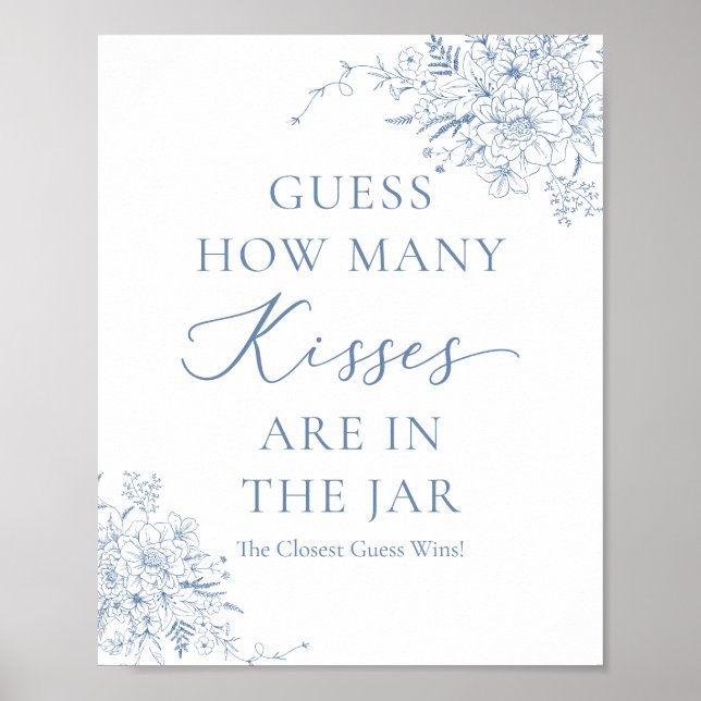 Something Blue Bridal Shower Guess How Many Kisses Poster (Front)