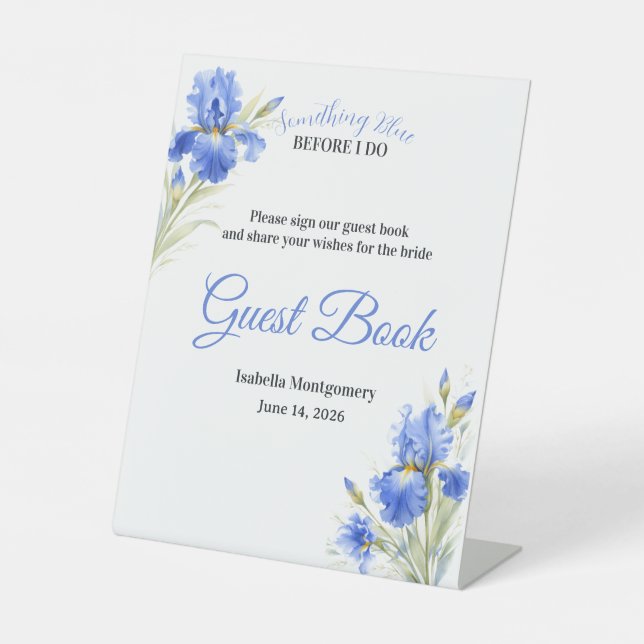 Something Blue Bridal Shower Guest Book Sign (Front)