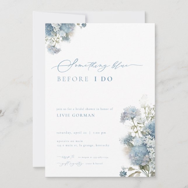 Something Blue Bridal Shower Invitation  (Front)