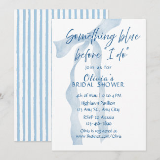 Something Blue Bridal Shower Invitation with Bow