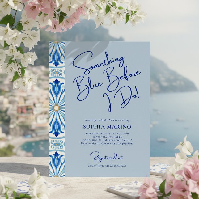 Something Blue Bridal Shower | Mediterranean Tile  Invitation (Creator Uploaded)