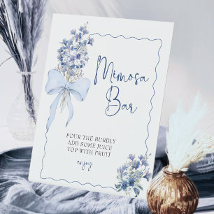 Something Blue Bridal Shower Mimosa Bar Station  Pedestal Sign