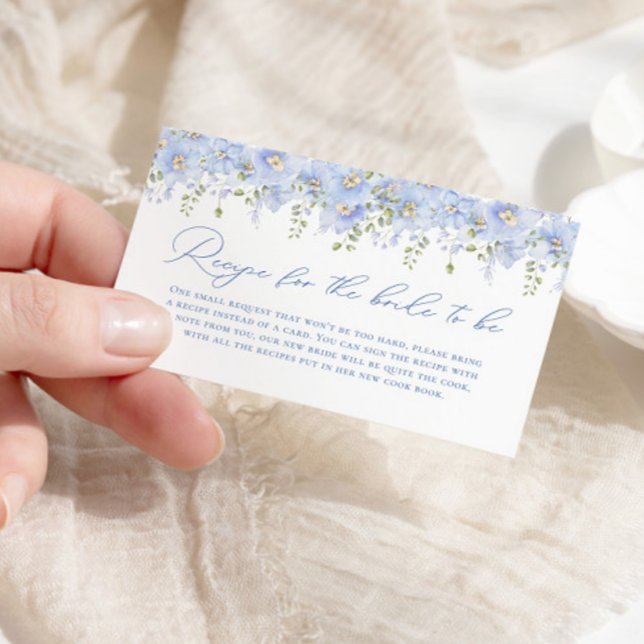 Something Blue Bridal Shower Recipe For Bride Enclosure Card (Creator Uploaded)