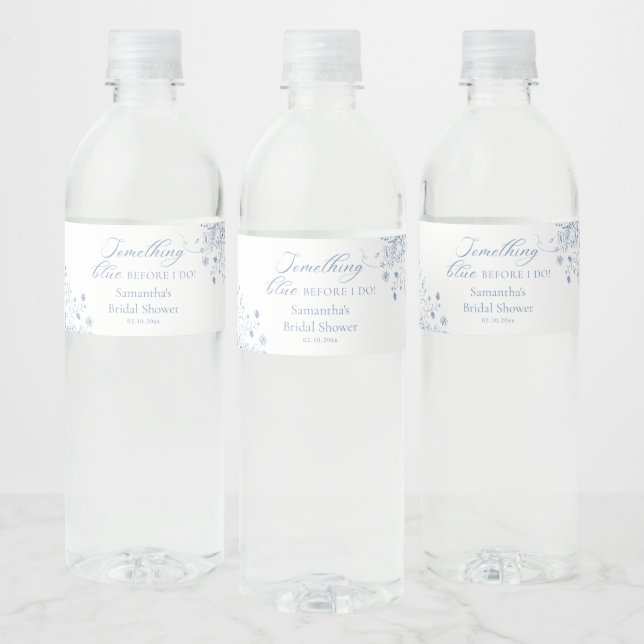 Something Blue Bridal Shower Water Bottle Label (Bottles)