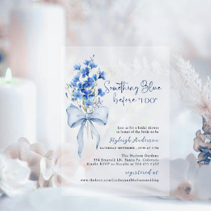 Something Blue Bridal Shower Wildflower Ribbon Acrylic Invitations