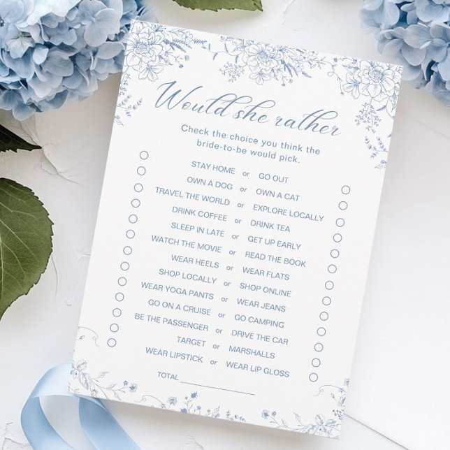 Something Blue Bridal Shower Would She Rather Card (Creator Uploaded)