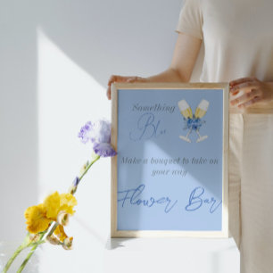 Something Blue Champagne Floral Bridal Shower Bar  Poster
