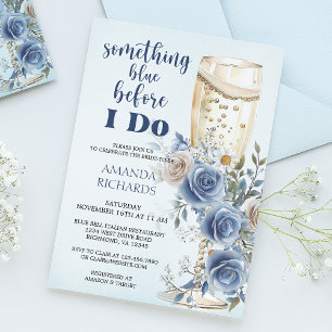 Something Blue Champagne Floral Bridal Shower Invitation
