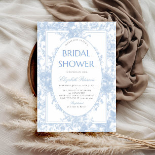 Something Blue Chateau Toile Elegant Bridal Shower Invitation
