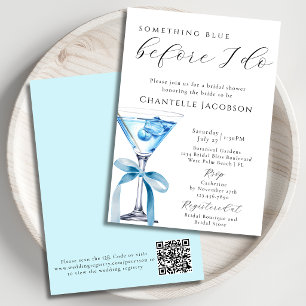 Something Blue Chic Martini QR Code Bridal Shower  Invitation