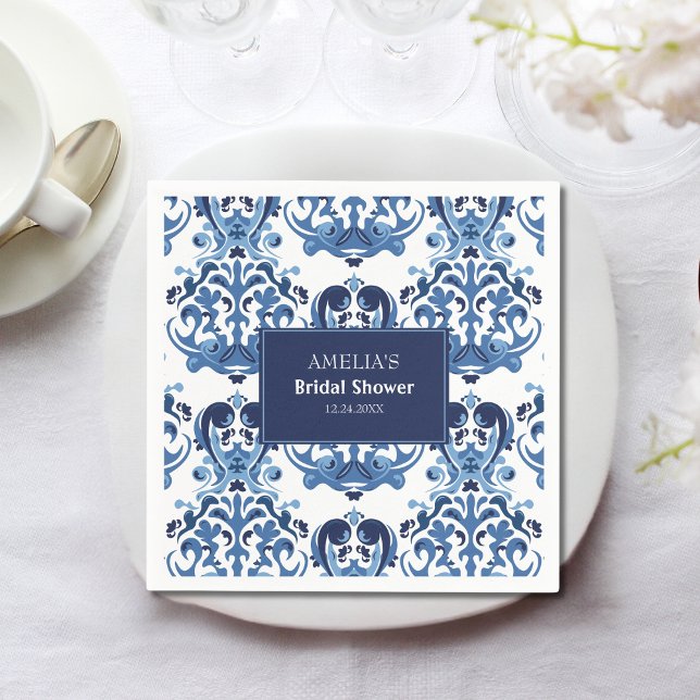 Something Blue chinoiserie blue Bridal Shower Napkin (Creator Uploaded)