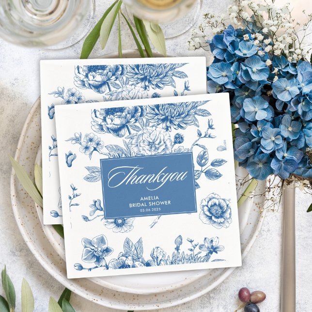 Something blue chinoiserie blue bridal shower napkin (Creator Uploaded)