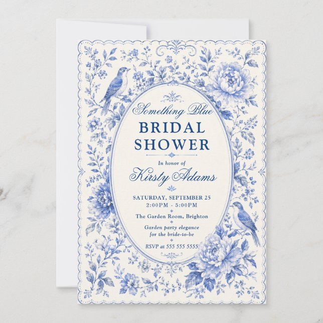 Something Blue Chinoiserie Bridal Shower Invitation (Front)