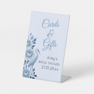 Something Blue Chinoiserie Bridal Shower Pedestal Sign