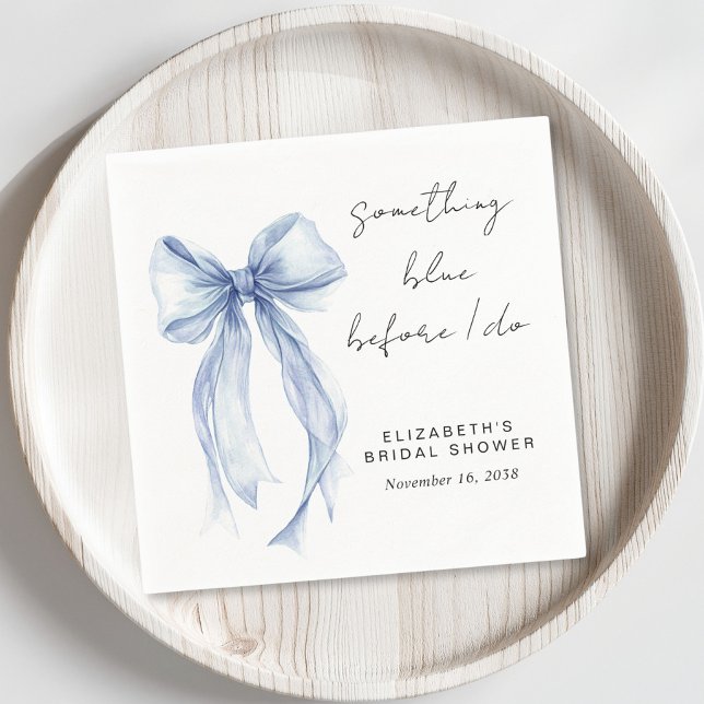 Something Blue Coquette Bow Bridal Shower Napkin (Creator Uploaded)